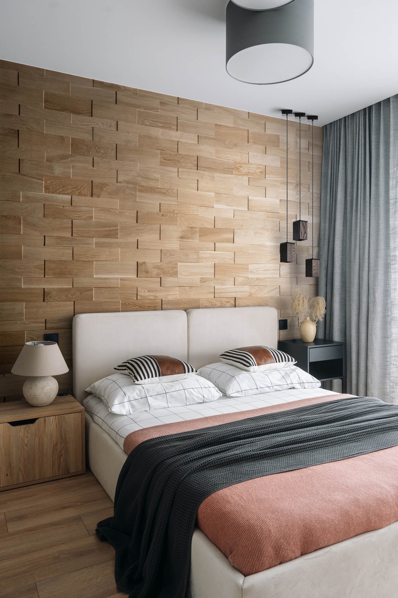 Panneau Mural Bois Chêne Massif OZO Mini - Effet 3D Relief - Revêtement Décoratif Intérieur - 32x10/8/6cm - 1m² (7 pièces/taille) - 4
