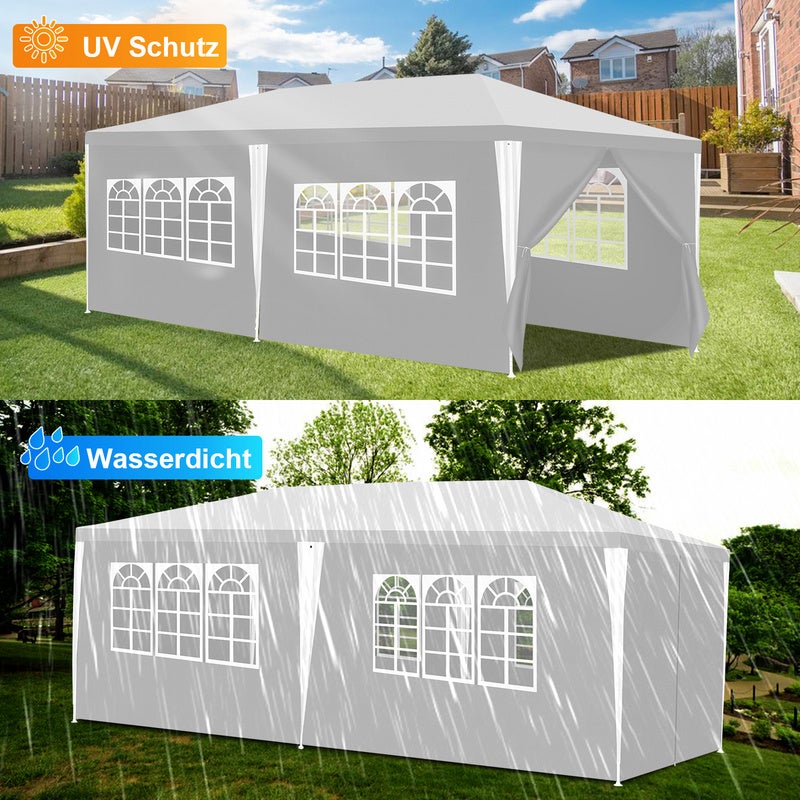 Tente Pavillon Tente de réception Manifestations d'entreprise Nettoyage facile 3x6m Blanc - 4