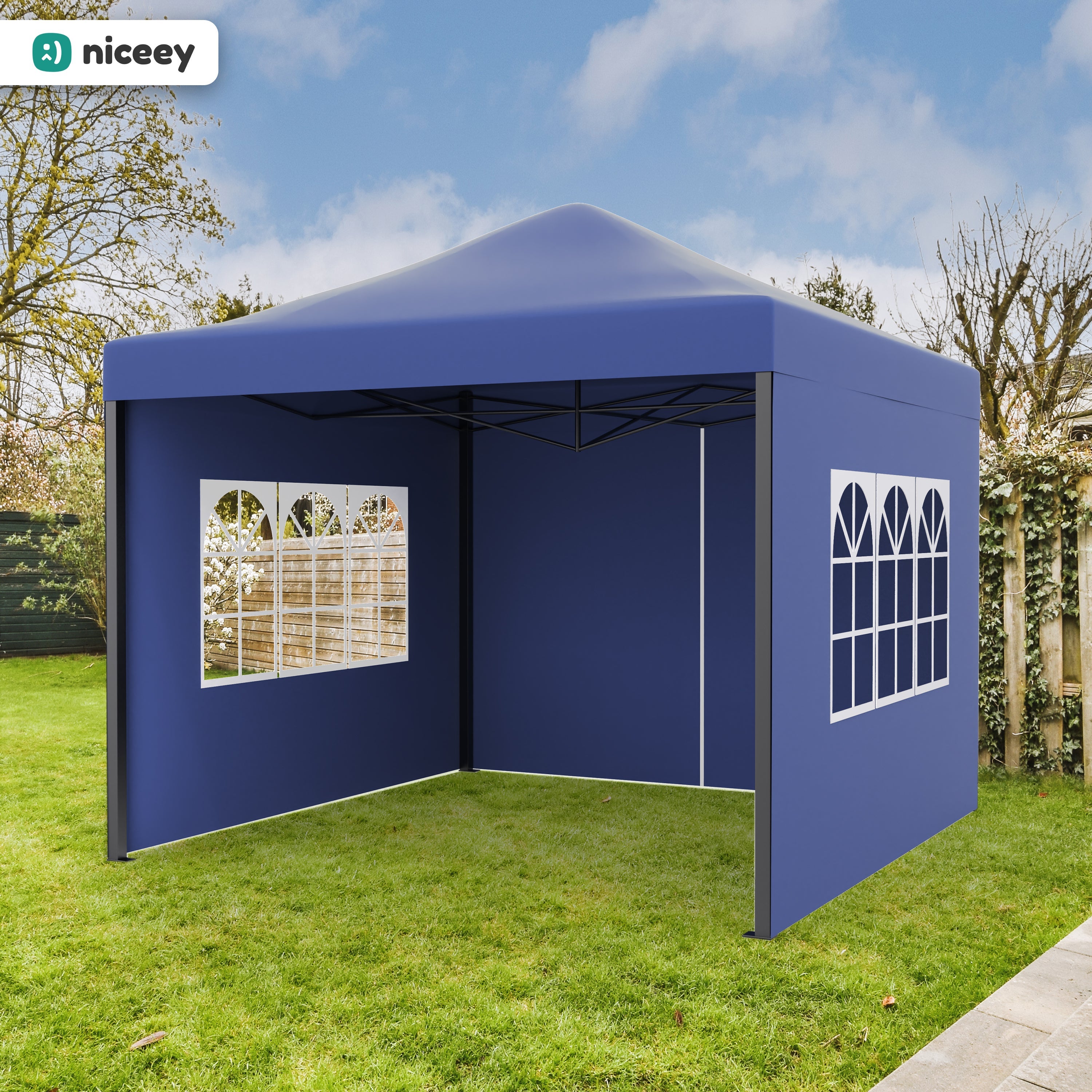 Carpa de Jardín - Carpa Plegable - 3x3 Metros - Carpa Plegable - Resistente e Impermeable - Pabellón a Prueba de Invierno - Azul - Niceey - 3