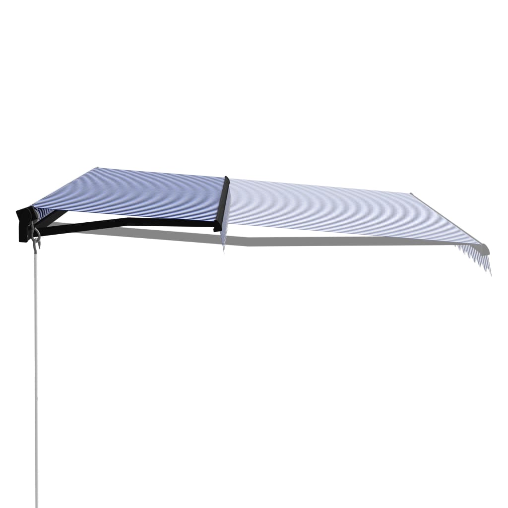 Toldo retráctil manual azul y blanco 450x300 cm - comfortxl
