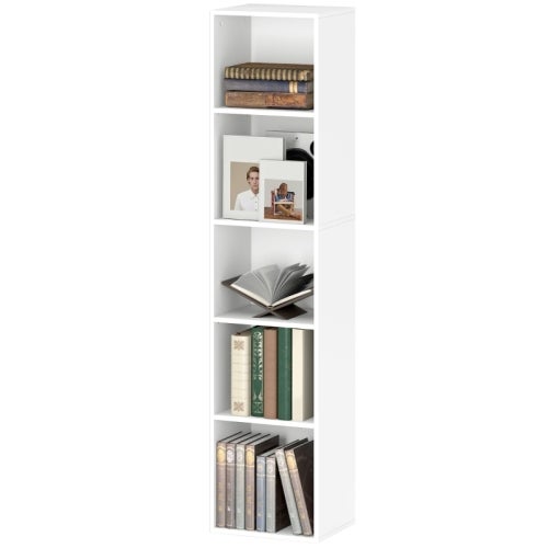 JSB Libreria A 5 Ripiani In Metallo – Scaffale Organizer Per Bagno, Cucina, Soggiorno – Bianco, Largo 40cm - 3