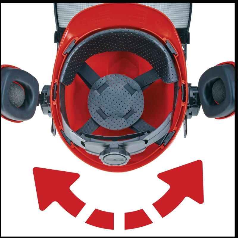 Einhell Casque de protection forestier (rabattable et réglable, Oreillettes anti-bruit orientables) - 4