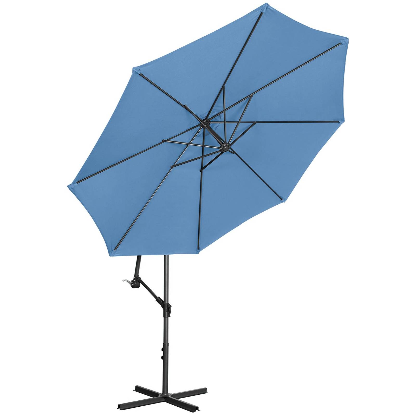 Parasol déporté - Uniprodo - Bleu - Dimensions du parasol&nbsp;: Ø&nbsp;300&nbsp;cm - Rond - 9