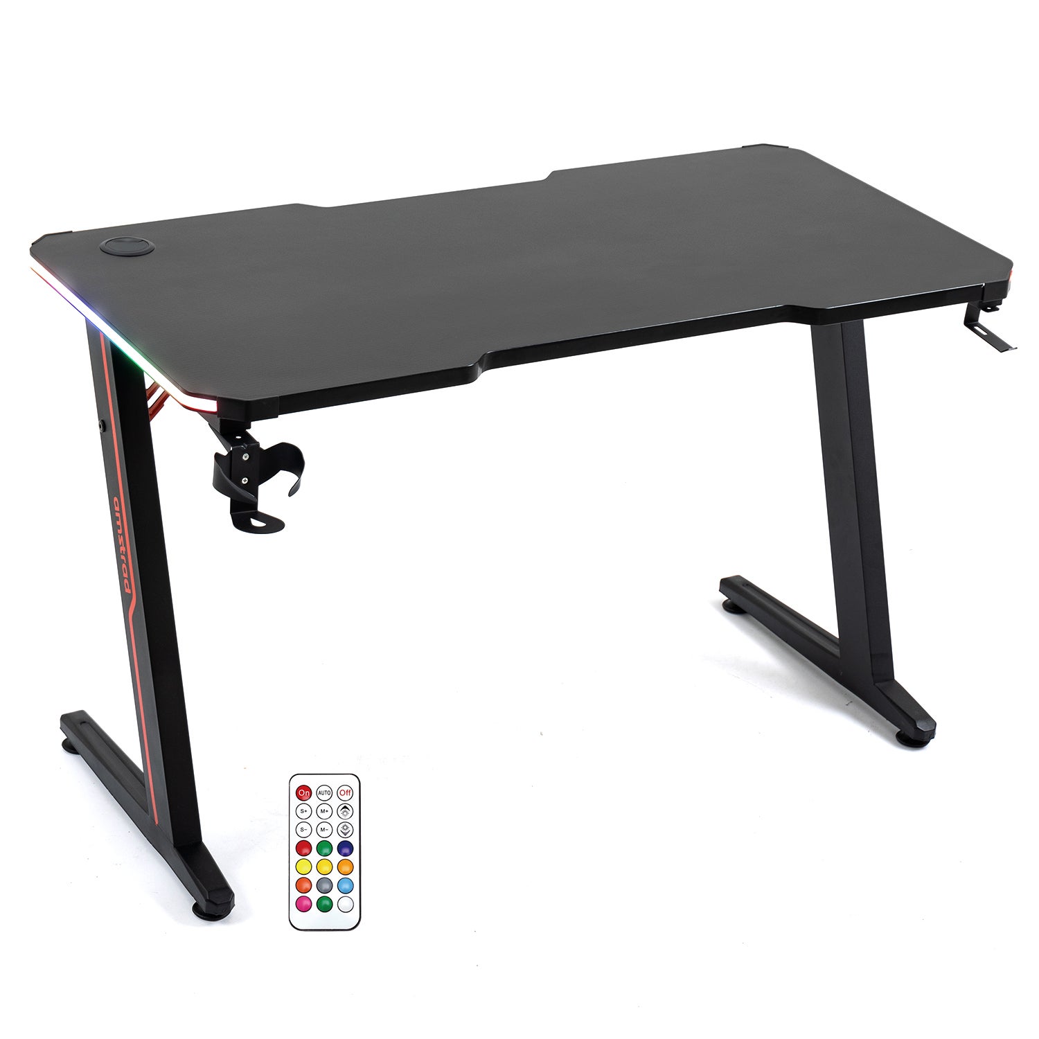 Pack Bureau Gamer Amstrad DESK120Z-RED & Fauteuil ULTIMATE-RED - Bureau 120x60 Cm Style Carbone, Fauteuil Inclinable 150°