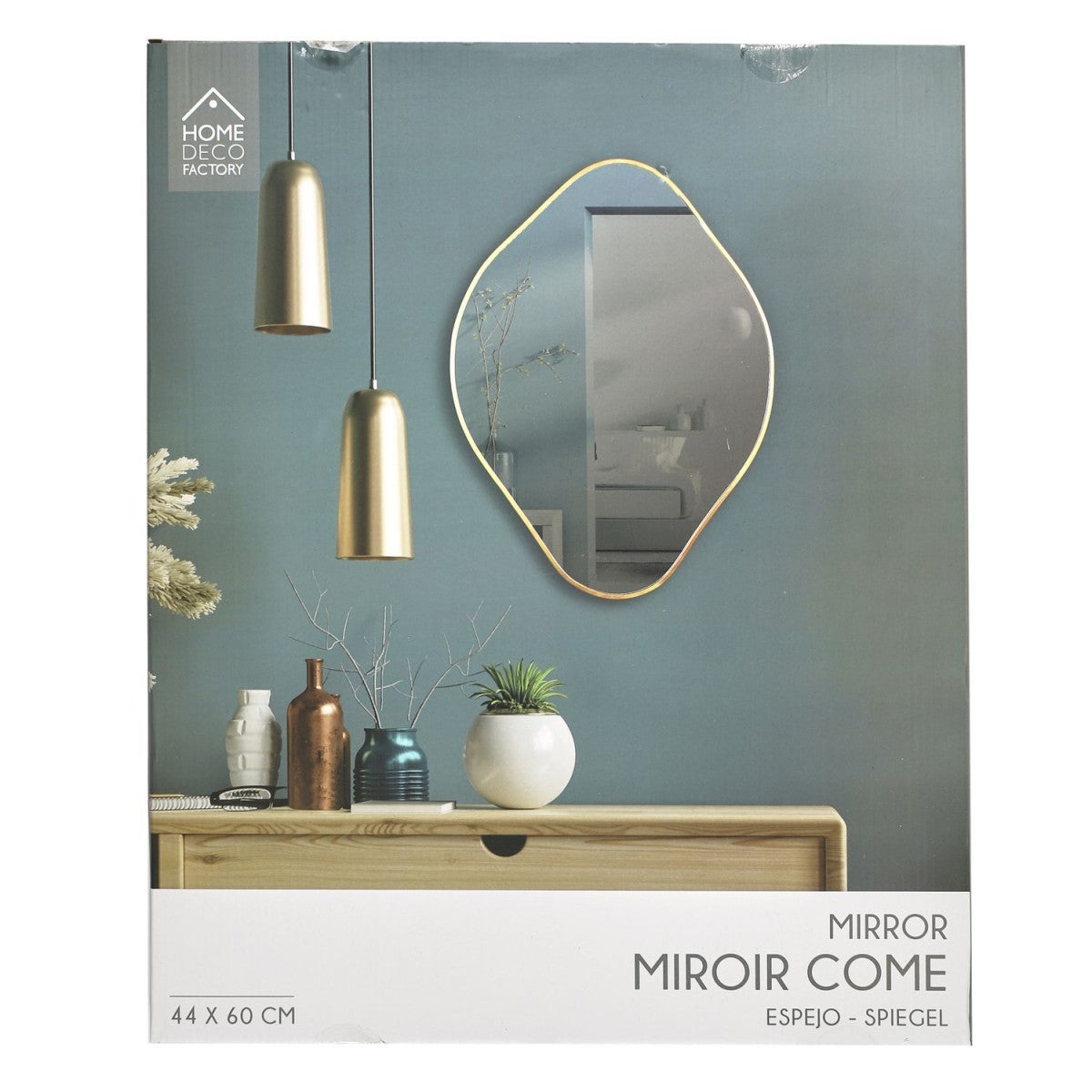 Miroir - Home Deco Factory - Come - Design - Contour Doré - Or - H60 X L44 Cm - 3