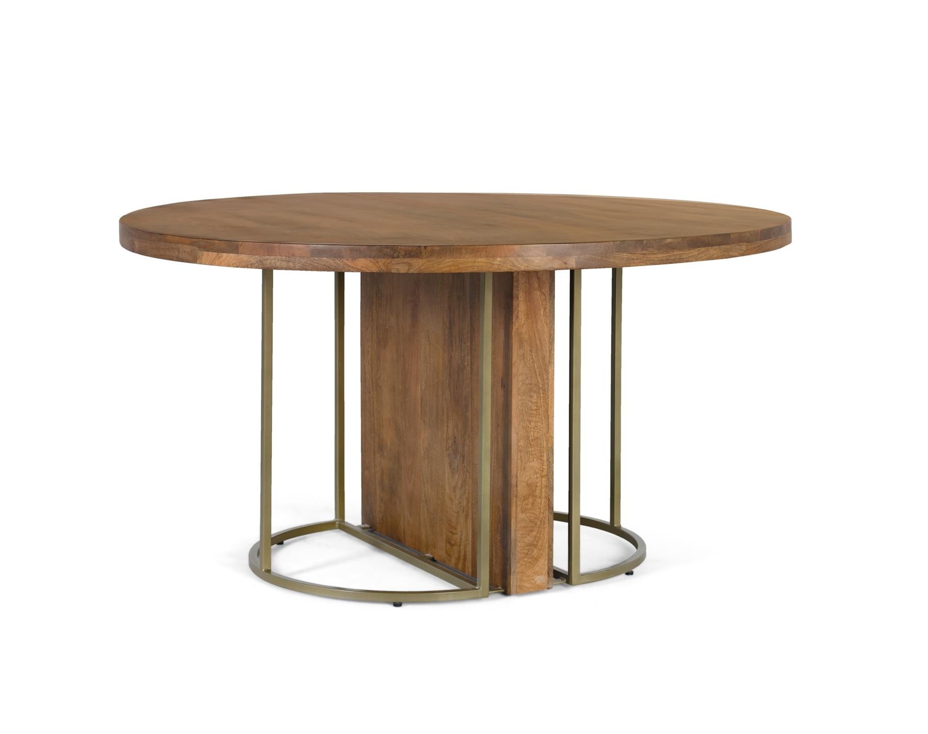 Stoły jadalne z drewna mango 150 cm w stylu rustykalnym i nowoczesnym - 78x150x150 GYC