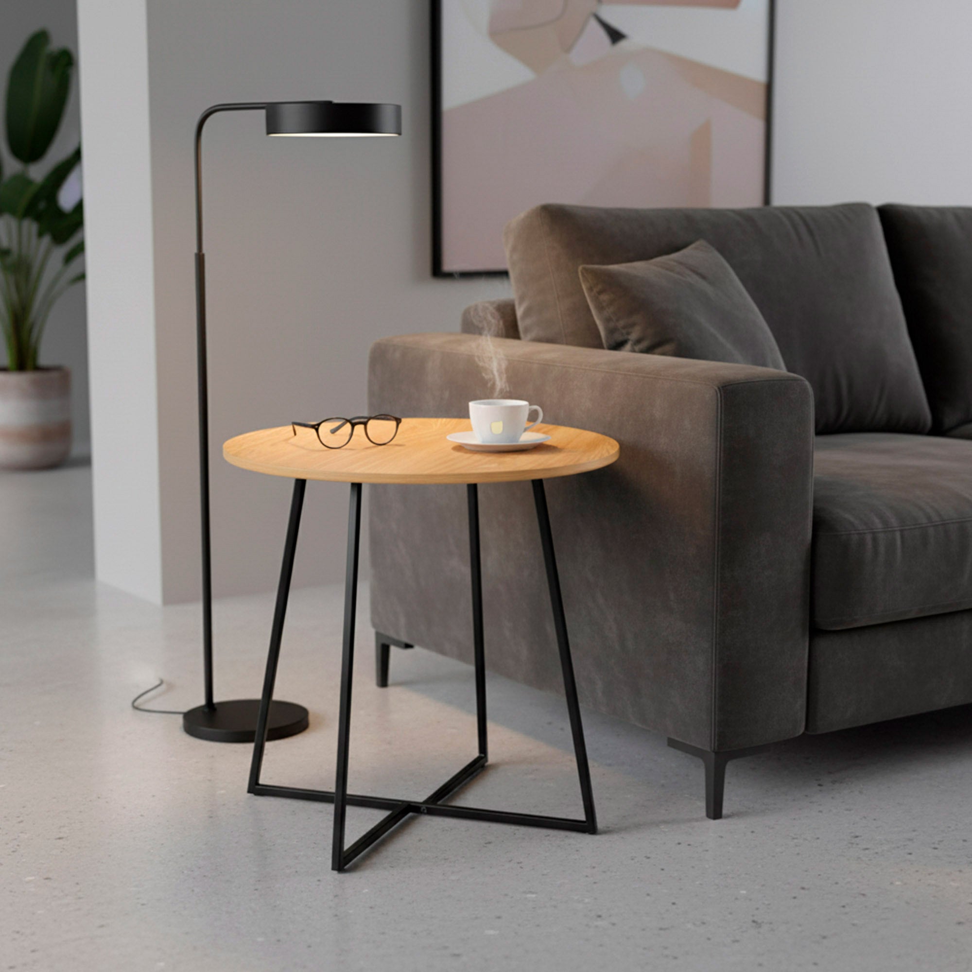 Max Home Table d'appoint ronde en bois et métal D40x40 cm - 5