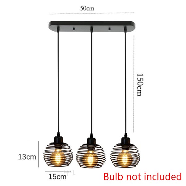 Retro industrialny żyrandol kuchenny, E27, lampa sufitowa, 1,5 m regulowany przewód, nadaje się do salonu. Żarówka nie jest dołączona. - 2
