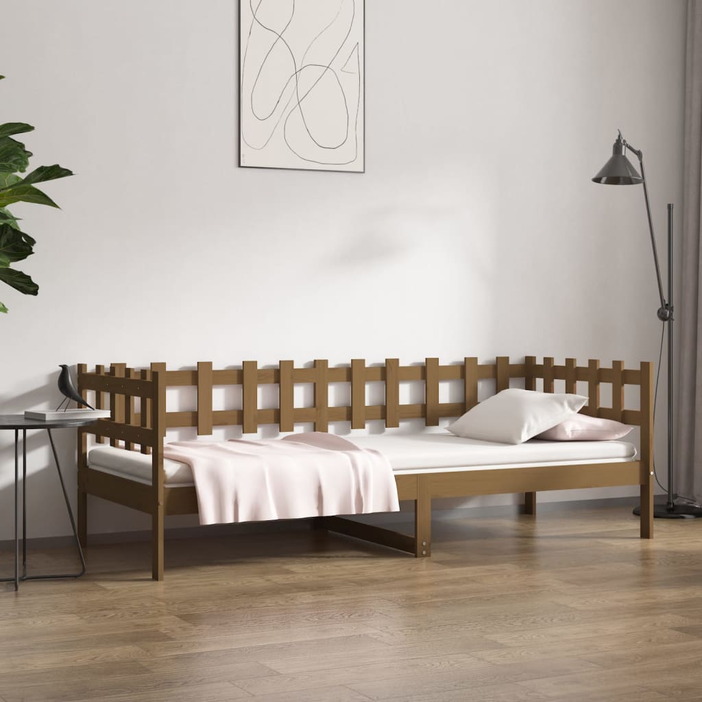 Łóżko Dzienne Drewniane Brązowe Rama Łóżka Ze Stelażem Sofa 80x200 cm