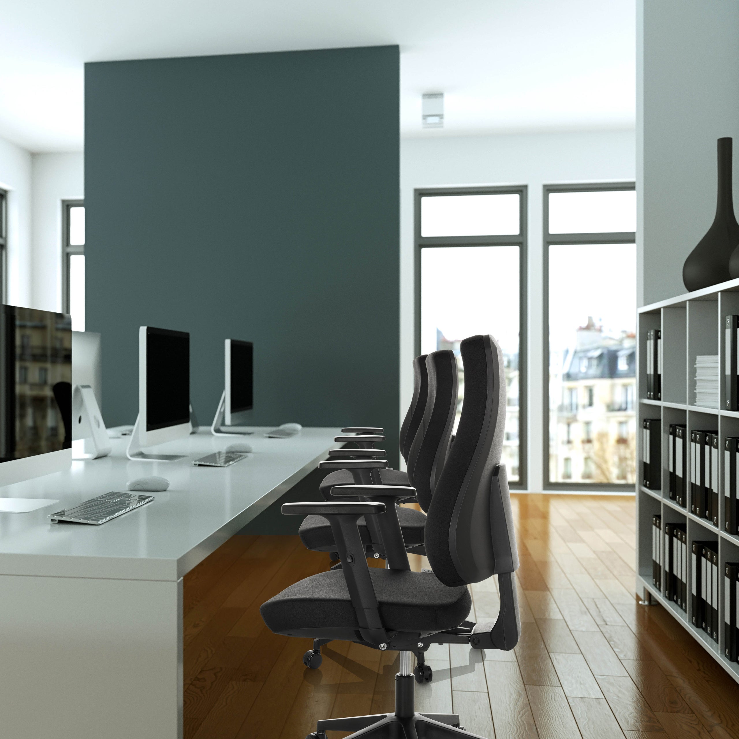 Sedia da ufficio / Sedia girevole MATHES Tessuto Nero hjh OFFICE - 5