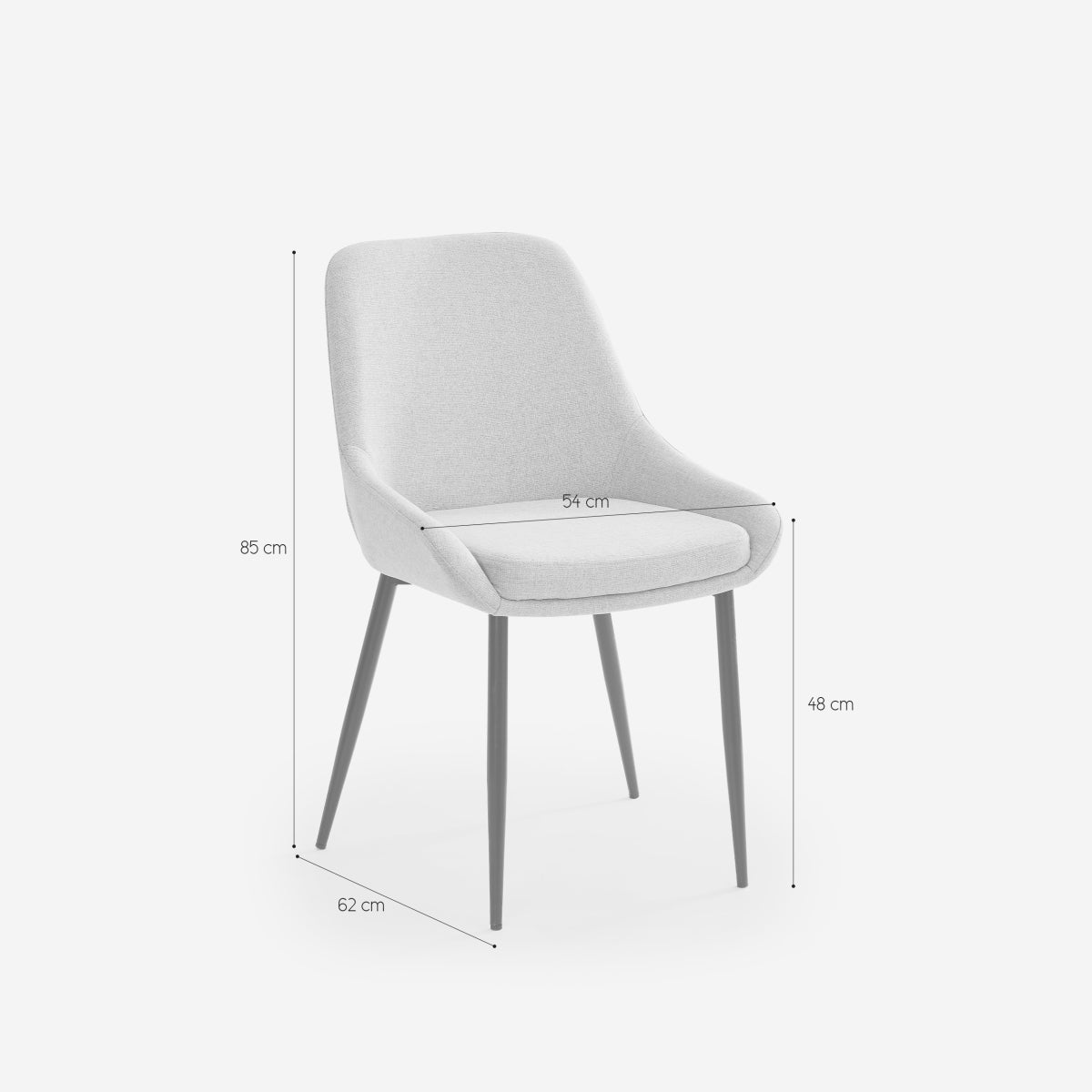 Sedia moderna da cucina in tessuto con gambe in metallo nero Piros - Grigio - 8