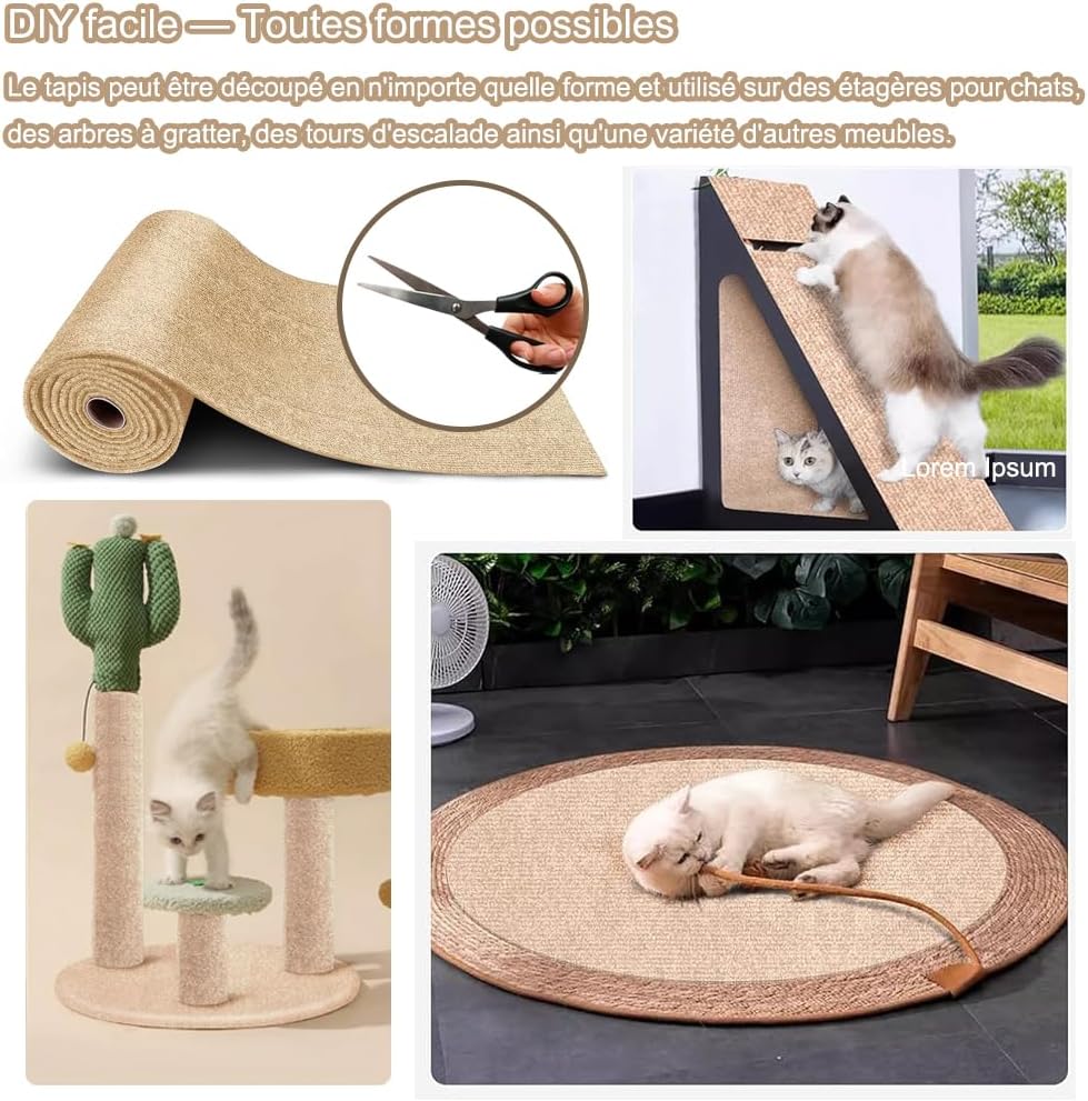 Lámina antiarañazos para sofá, 200 x 40 cm, protección para muebles contra gatos, tapete y cinta antiarañazos para gatos (caqui) - 4