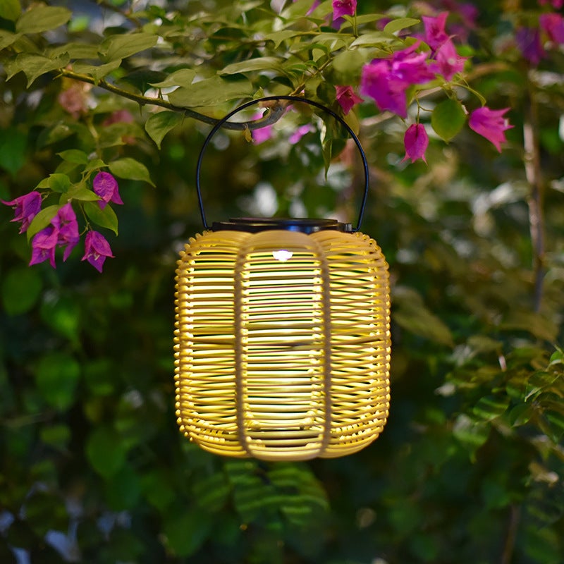 2 pçs lanternas solares ao ar livre à prova dwaterproof água pendurado rattan lanterna luzes solar alimentado lâmpada decorativa para jardim pátio - 3