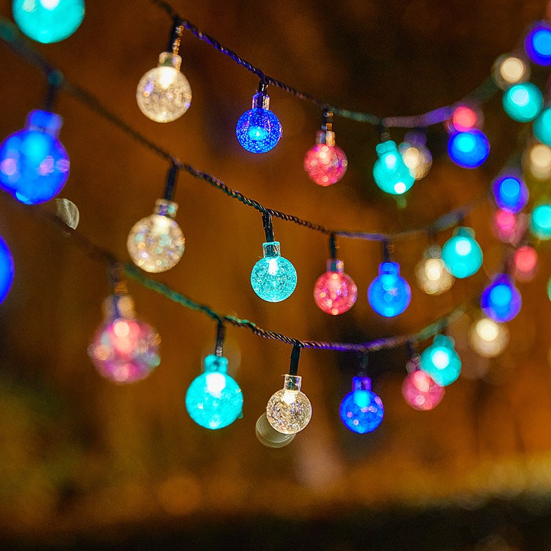 Lampki solarne, małe kule kryształowe, lampki zewnętrzne, 50 diod LED, 7 metrów, 8 trybów oświetlenia (światło kolorowe)