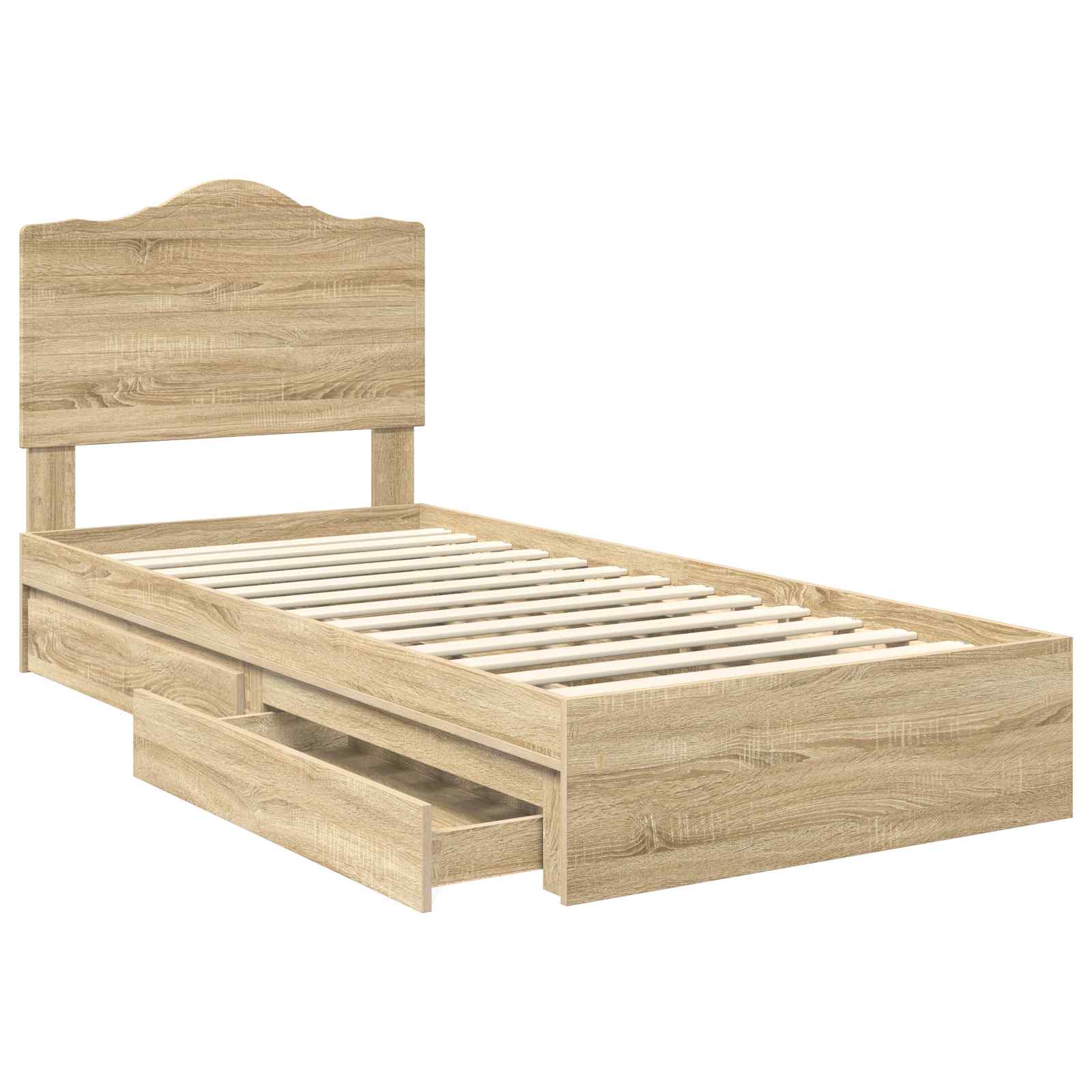 Lit avec rangement, panneau de bois, chêne, pour la chambre, 70 × 190 cm - 5