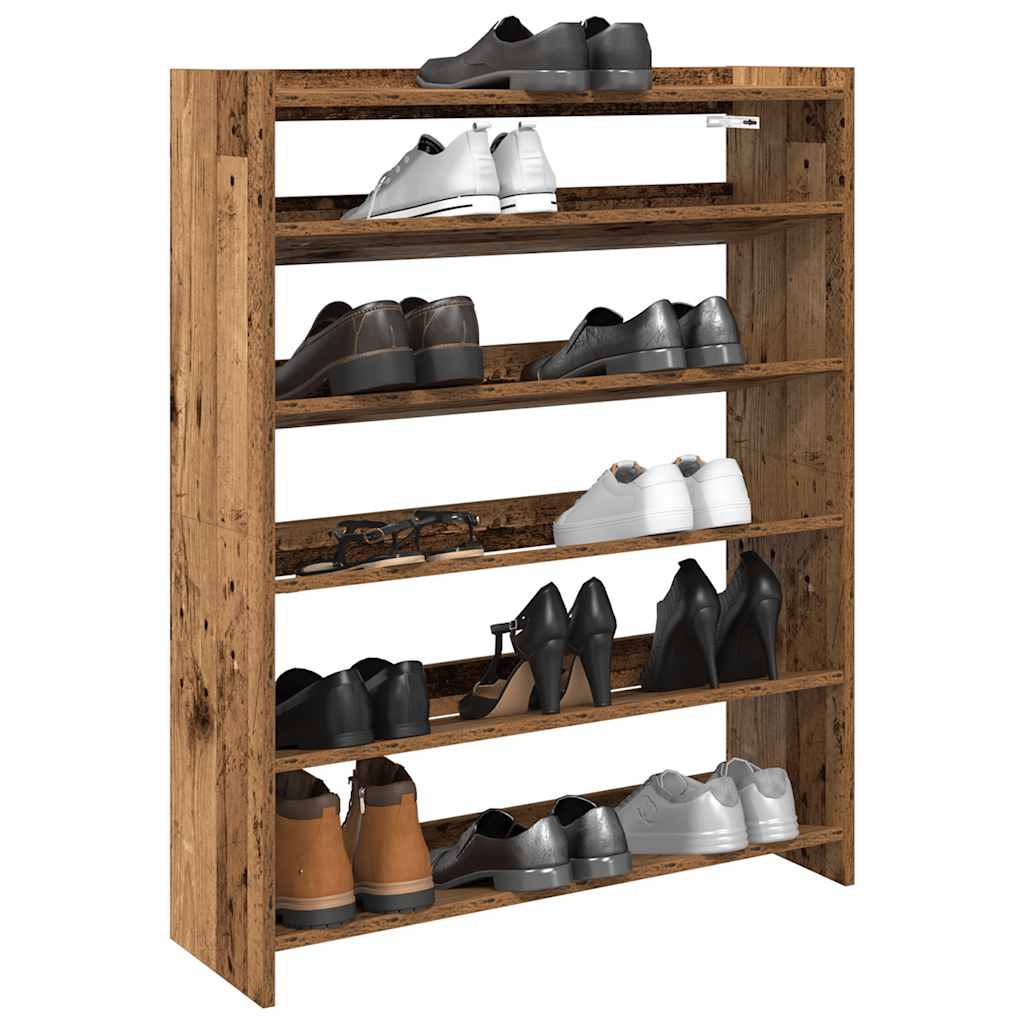 Étagère à chaussures en bois flammé - Pour enfants et adultes - Étagère