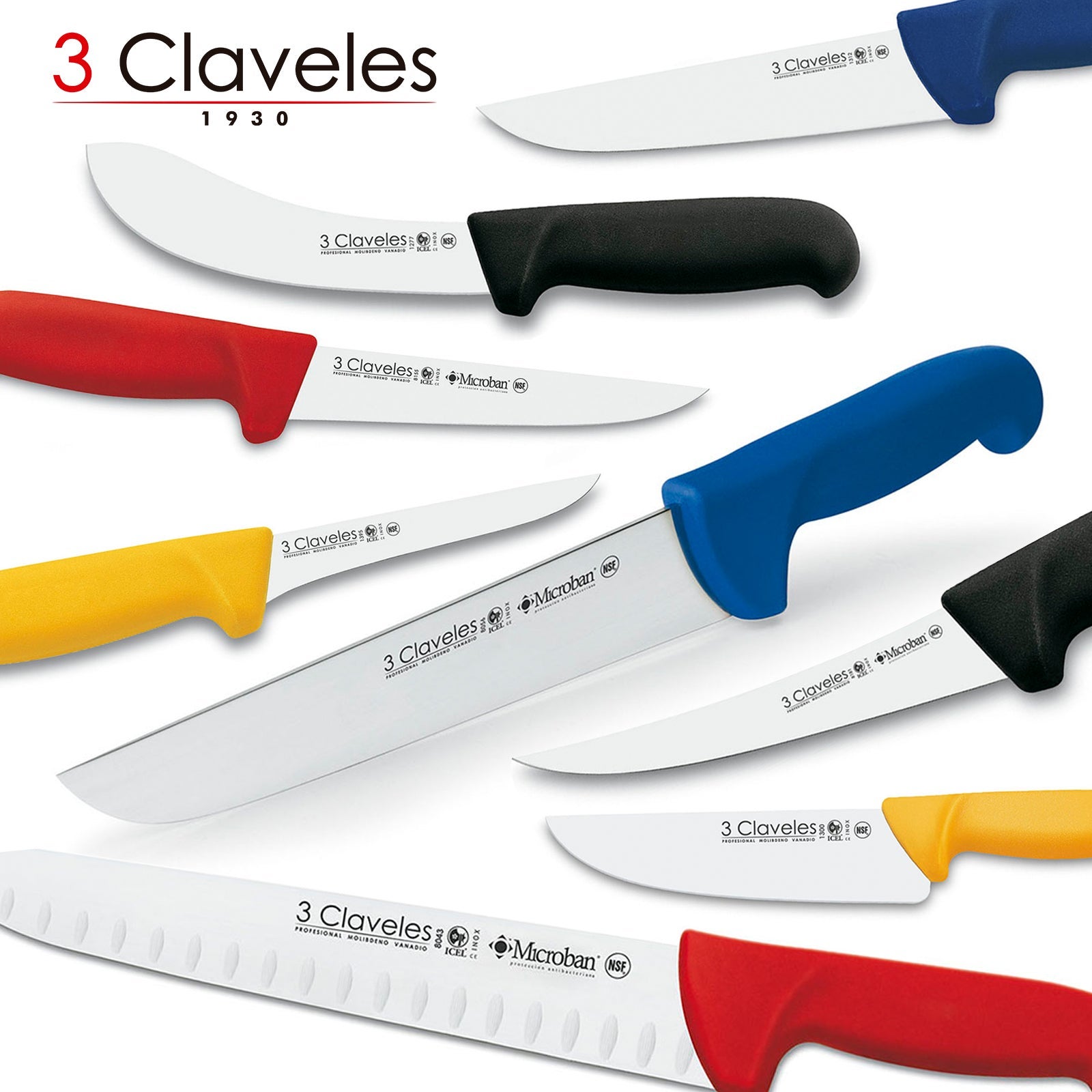 3 CLAVELES CUCHILLO FILETEAR UNIBLOCK Azul 20 cm - 8 D 3C