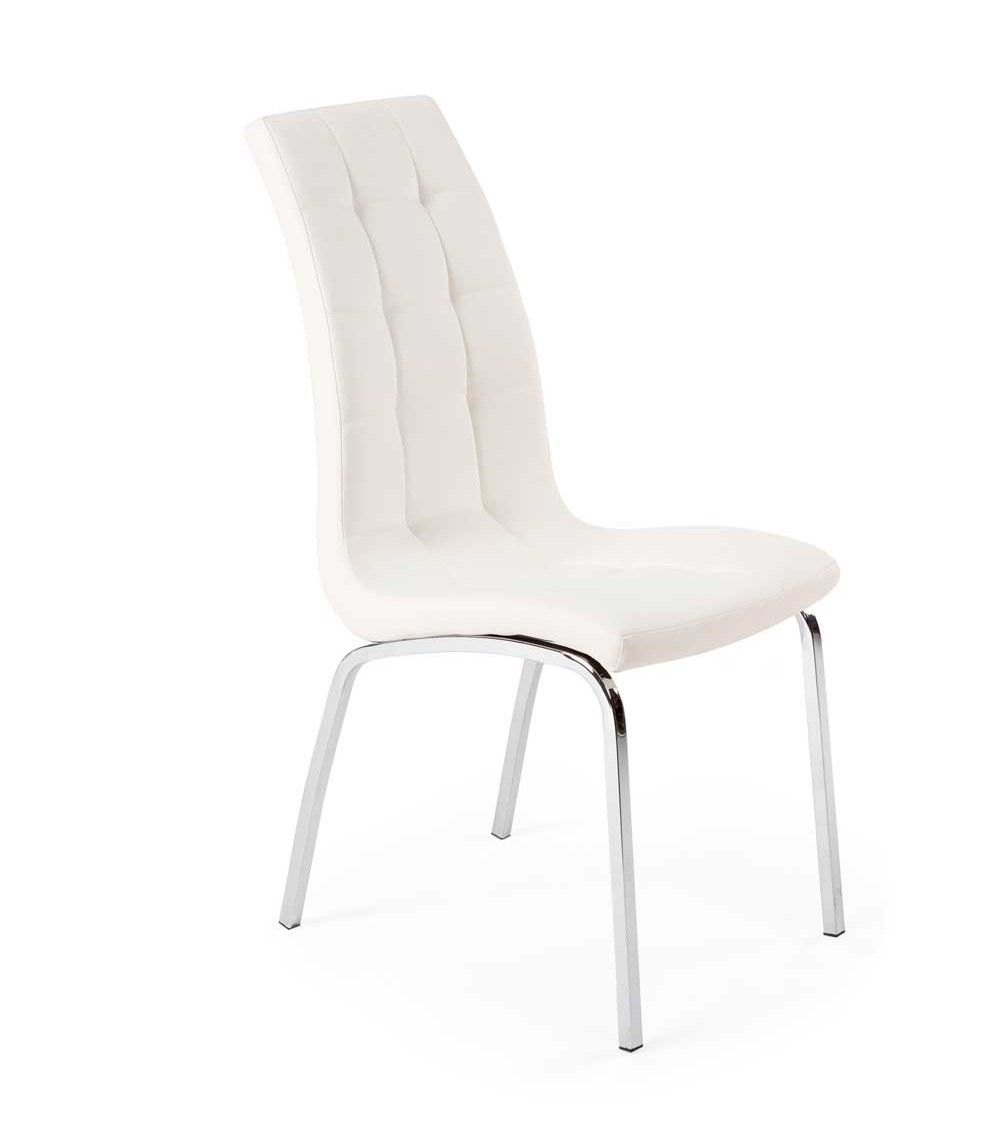 Silla De Comedor HWC-A50 III, Silla De Cocina, Retro Años 50, Polipiel ~ Blanco, Base Cromada | Leroy Merlin