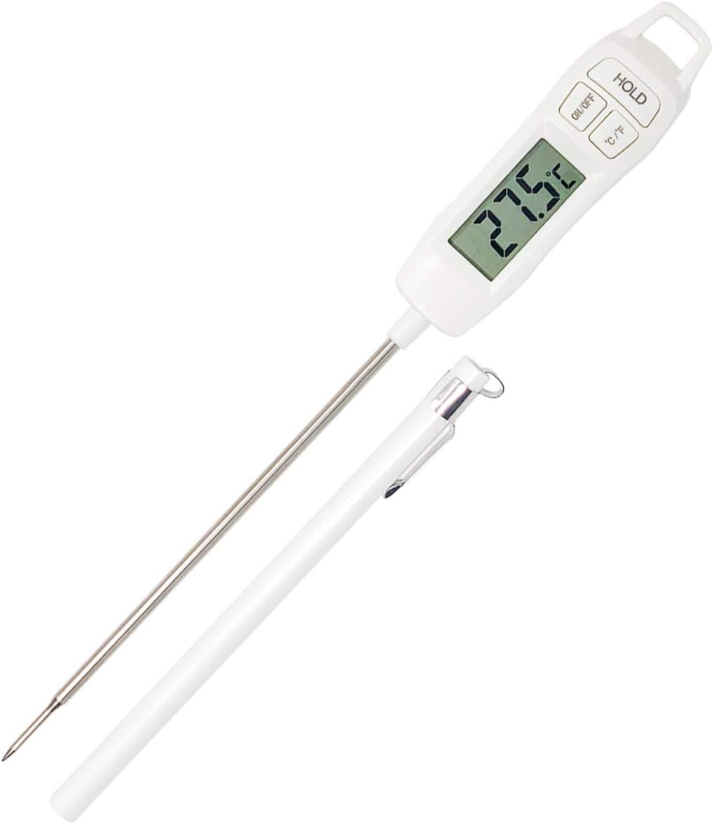 Cyfrowy termometr do gotowania mięsa, wyświetla sekundy gotowania, ekran LCD, z przyciskiem °C/°F, do grillowania, mięsa, barbecue, wody