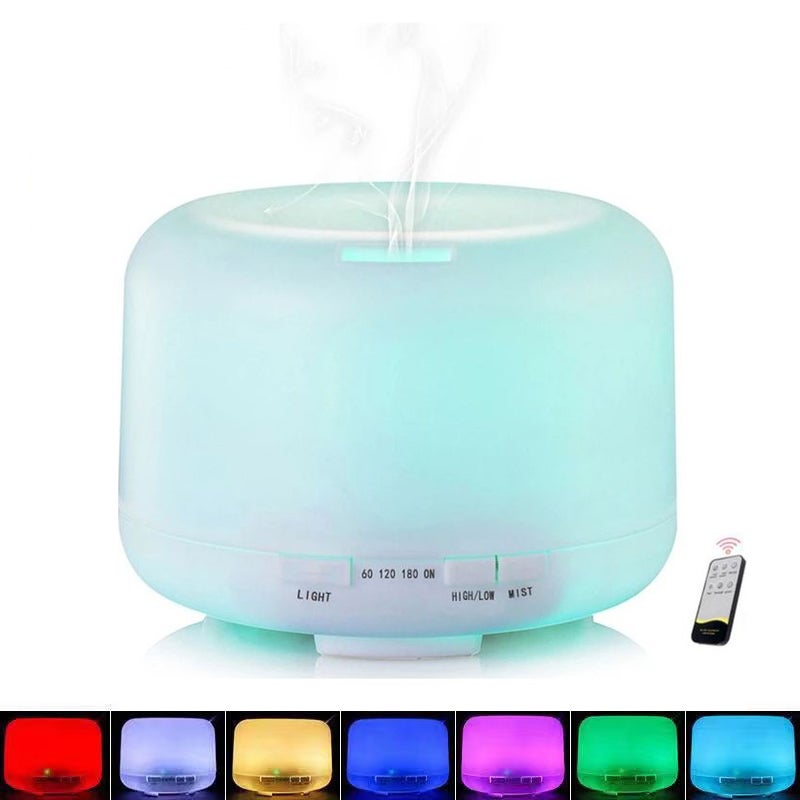 Difusor De Aromaterapia ZOVHYYA 500ml Con 14 Colores LED, Mando A Distancia Y Temporizador - Incluye 8 Aceites Esenciales