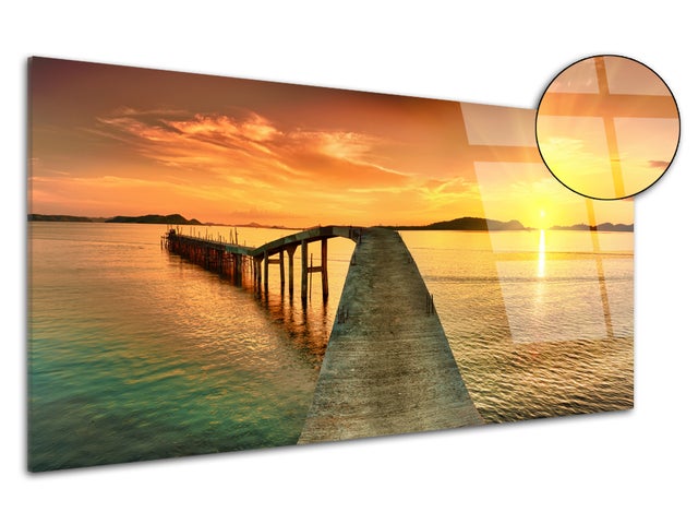 Tableau Décoratif Sur Verre Trempé 100x50 Cm - Image 'Mer Calme' Moderne - Marque Tulup