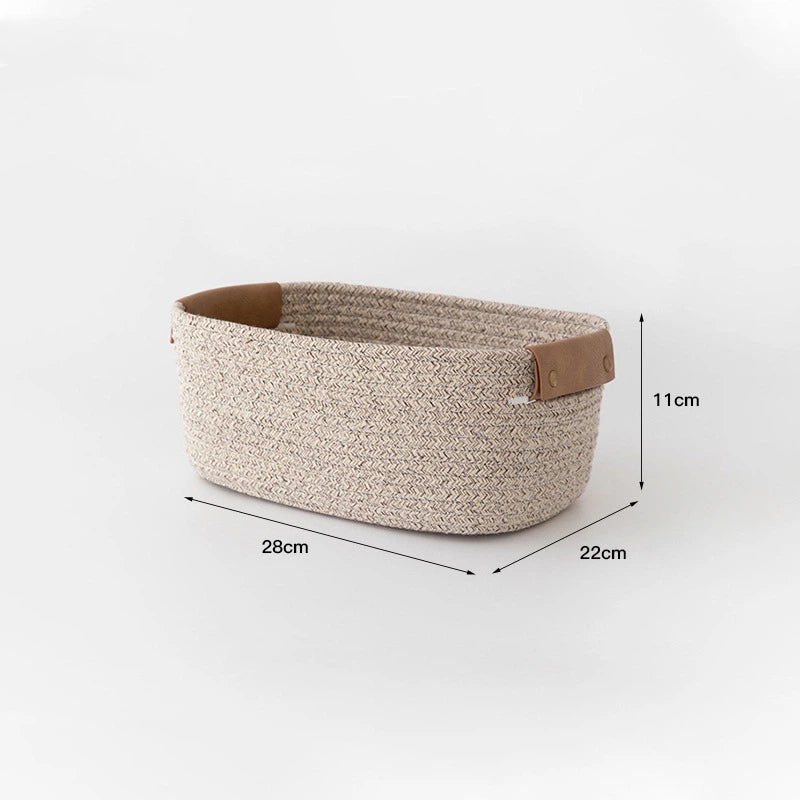 Panier de rangement en corde de coton, blanc, 18 x 14 x 13 cm | Leroy