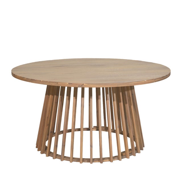 Boro - Table à manger de jardin 6 personnes ronde en bois d'acacia ø 150 cm - Bois clair