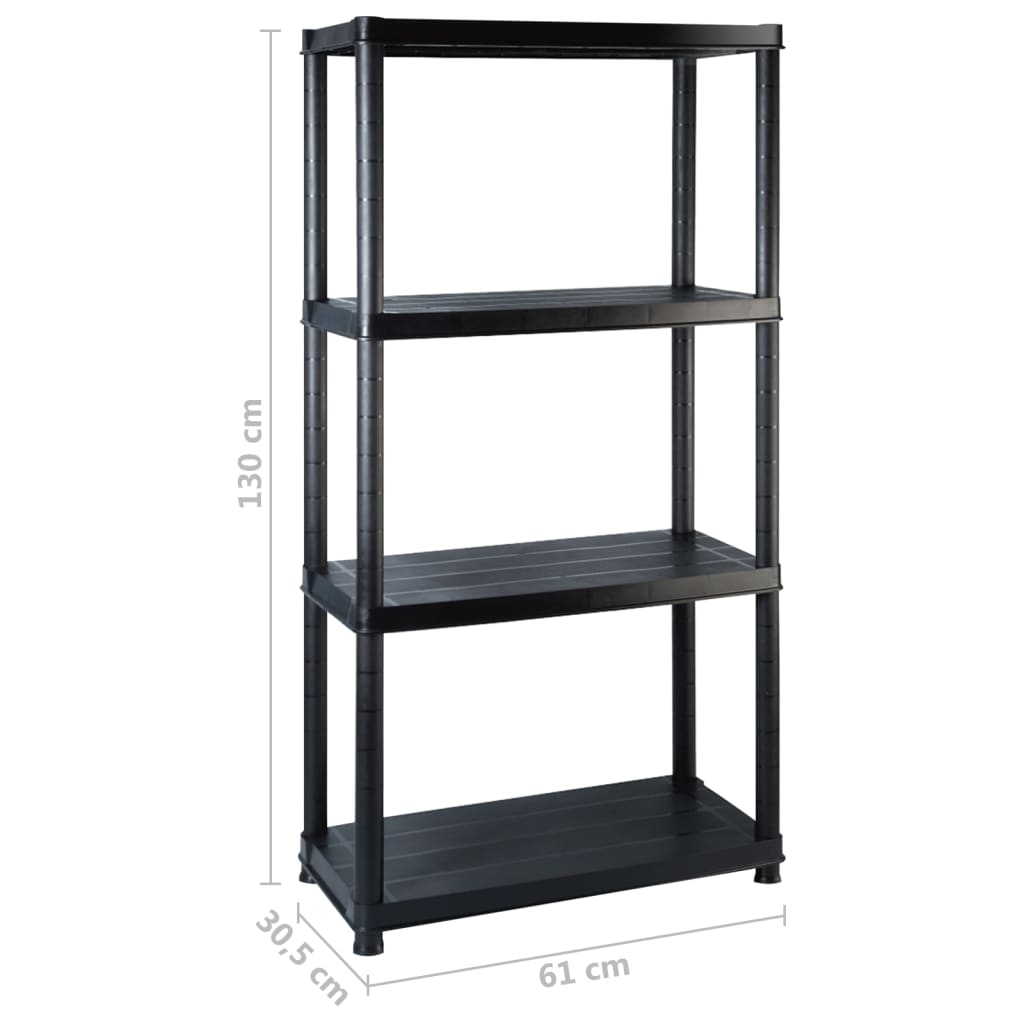 Prateleira de armazenamento de 4 níveis preta 122x30,5x130 cm plástico – ComfortXL - 6