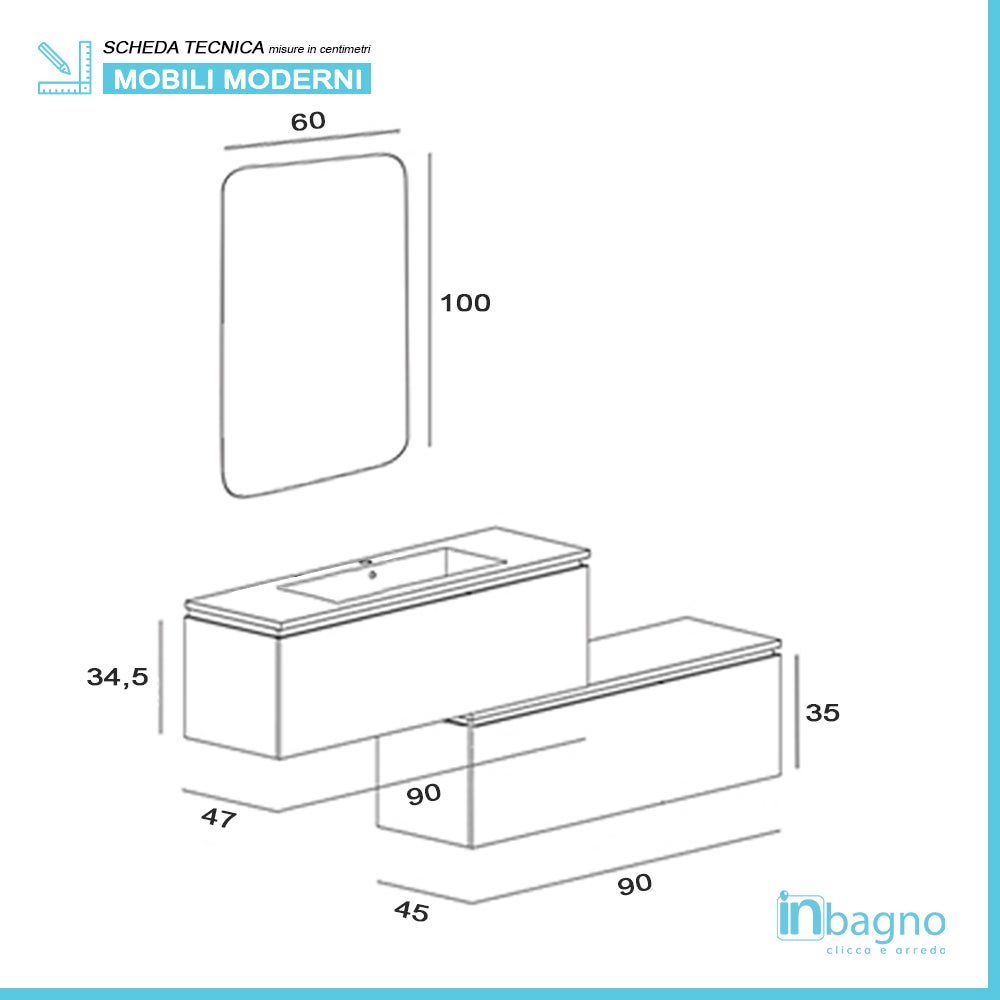Armoire de toilette murale gris tourterelle 90x47 cm avec miroir et céramique inclus - 5