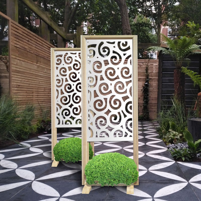 RICCI - Separè - Wolnostojący modułowy ekran - 70x190 cm - Wykonany z drewna i PVC, kolor wewnętrzny BIAŁY