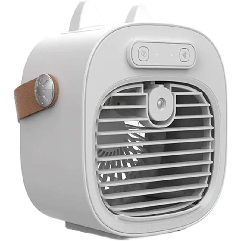 Przenośny wentylator, klimatyzator, 3 prędkości, ładowany przez USB, do akademików, na kemping, do biur, 7,36 cala, biały, 4000 mAh