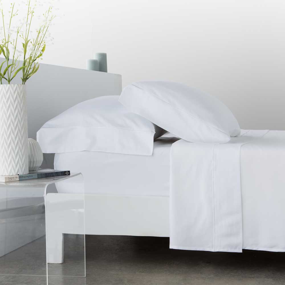 Cotton artean - juego de sábanas satén algodón egipcio 300 blanco 280x260 cama 200