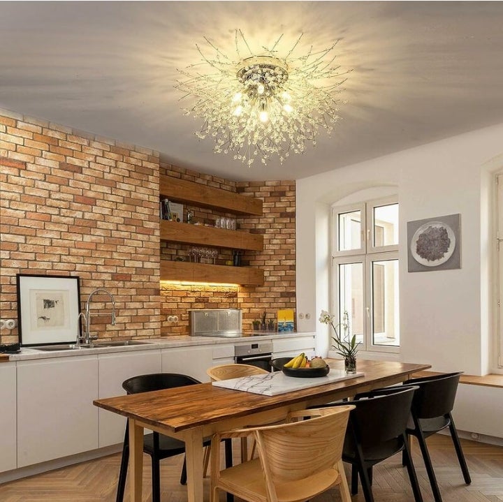 Plafonnier Lustres en Cristal, 6 Lumières G9 Luminaire Plafonnier en Cristal, Lustre Feu D'artifice K9 Cristaux, Chambre (Ampoule non incluse) - 5