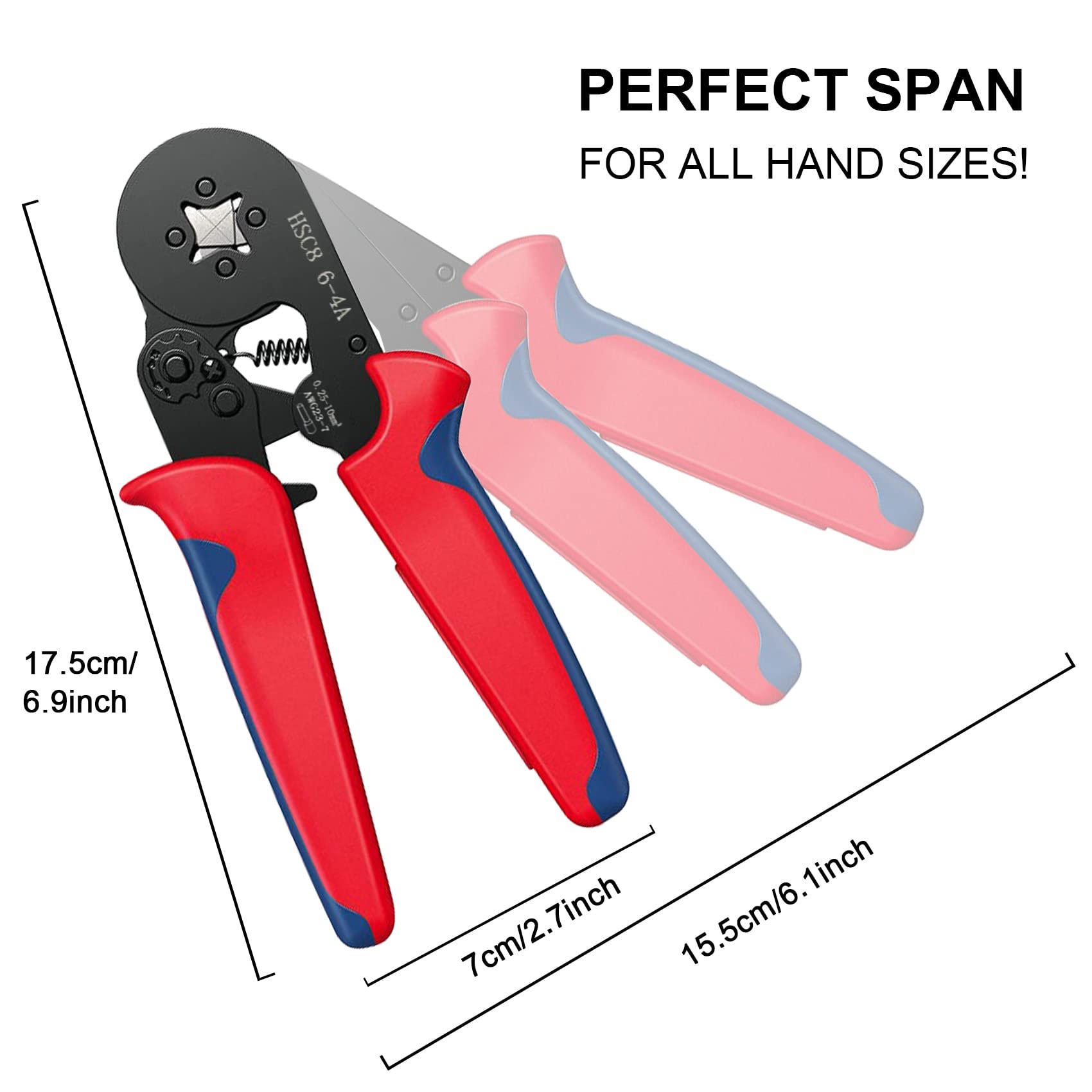 Pinza crimpatrice con 1200 capicorda, set di capicorda, pinza per capicorda con funzione a cricchetto, utensile crimpatore per 0,25-10,00 mm² - 4