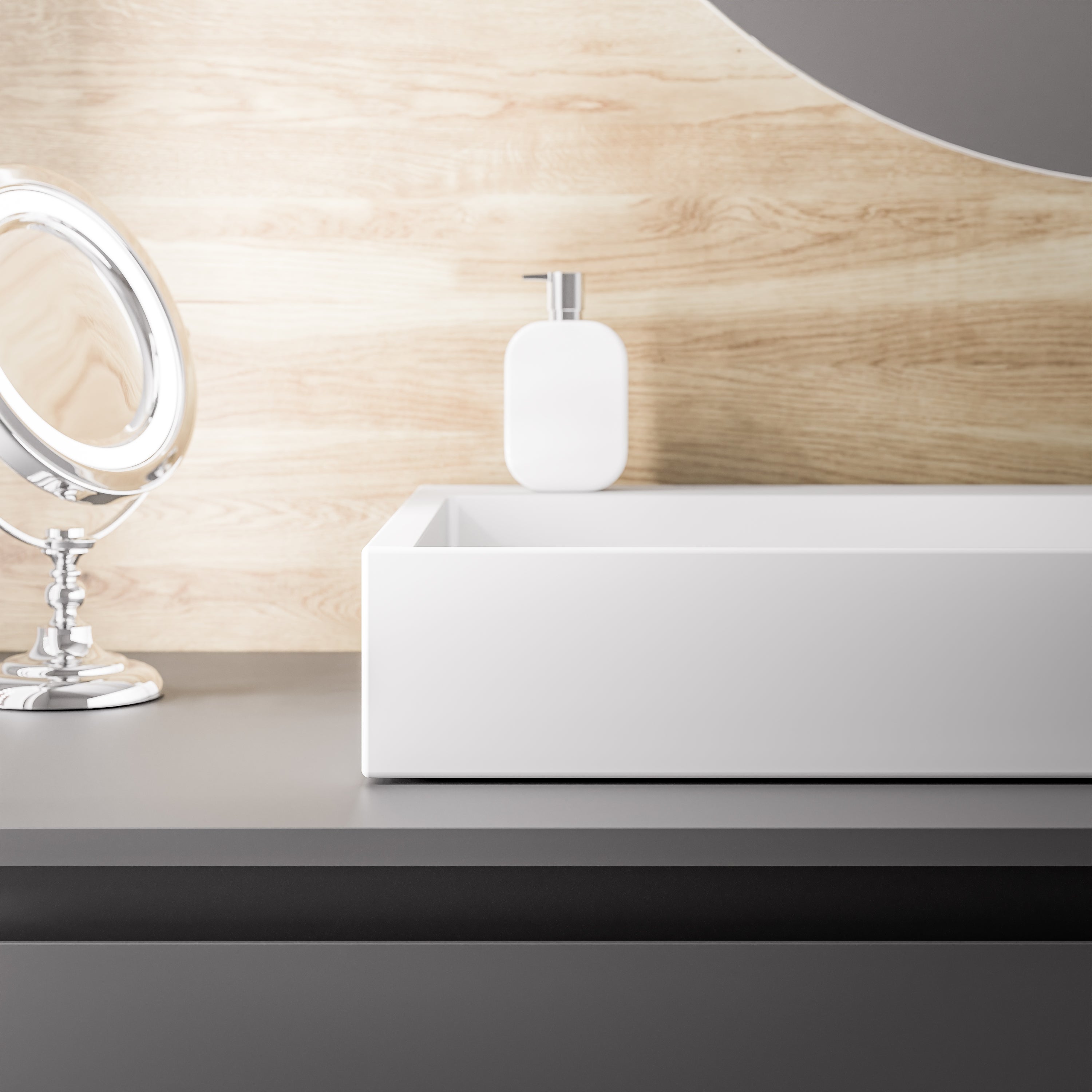 BERNSTEIN - Lavabo moderno Lavabo in marmo fuso senza foro preforato - 60x37x15cm - BS6001 - senza foro preforato - 2