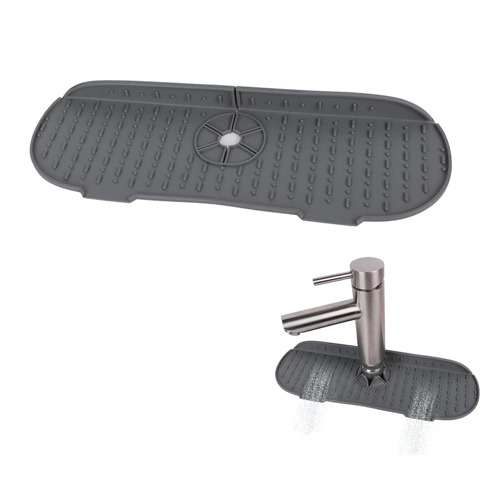 Tapis De Protection Anti-éclaboussures Pour évier De 76,2 Cm, Plateau Récupérateur D'égouttement En Silicone, Tapis D'évier Plus Long Pour Cuisine, Salle De Bain, Comptoir Anti-gouttes (gris
