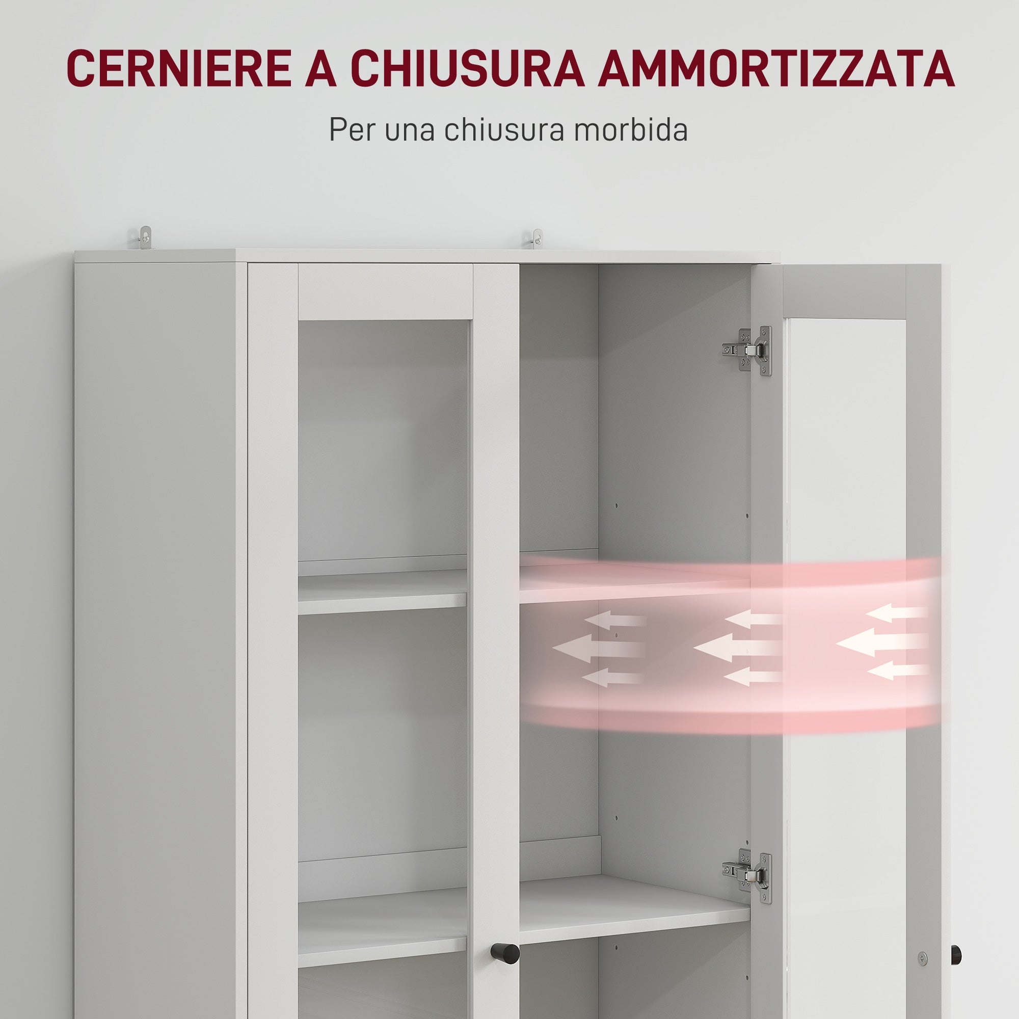HOMCOM Credenza Cucina con Armadietto e 2 Cassetti, Ante in Vetro e Ripiani Regolabili, 59x30x164 cm, Bianco - 7