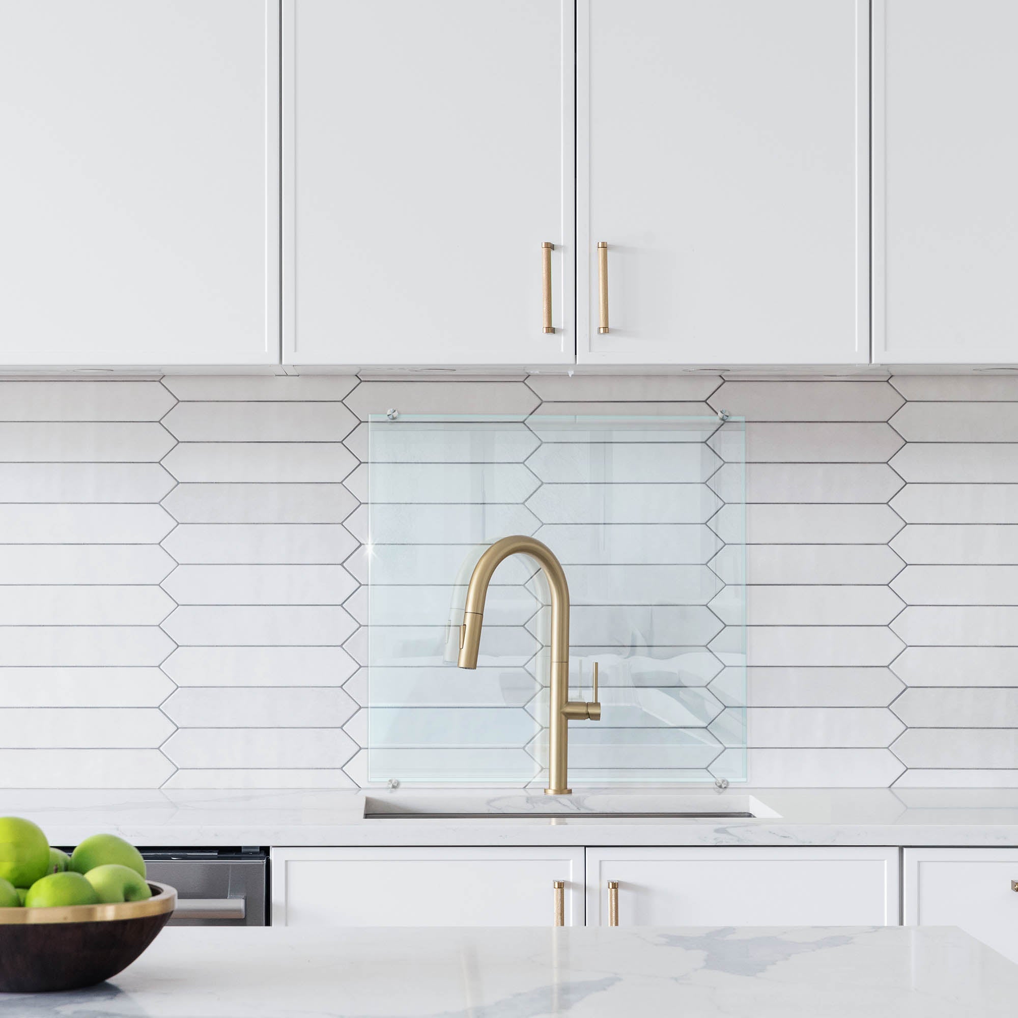 Panneau crédence verre transparent 60x60 cm – fond de hotte avec fixation murale, facile à nettoyer - 4