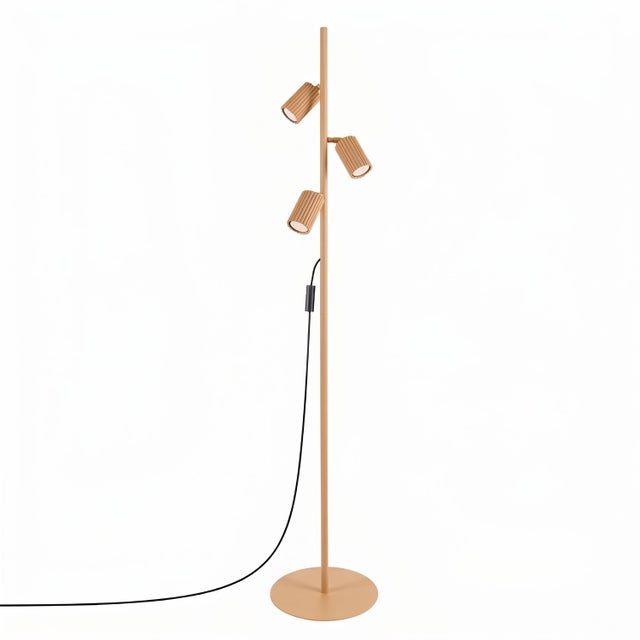 Lampa podłogowa nowoczesna złota ruchome ryflowane reflektorki 3xGU10 10W KARBON Sollux Lighting