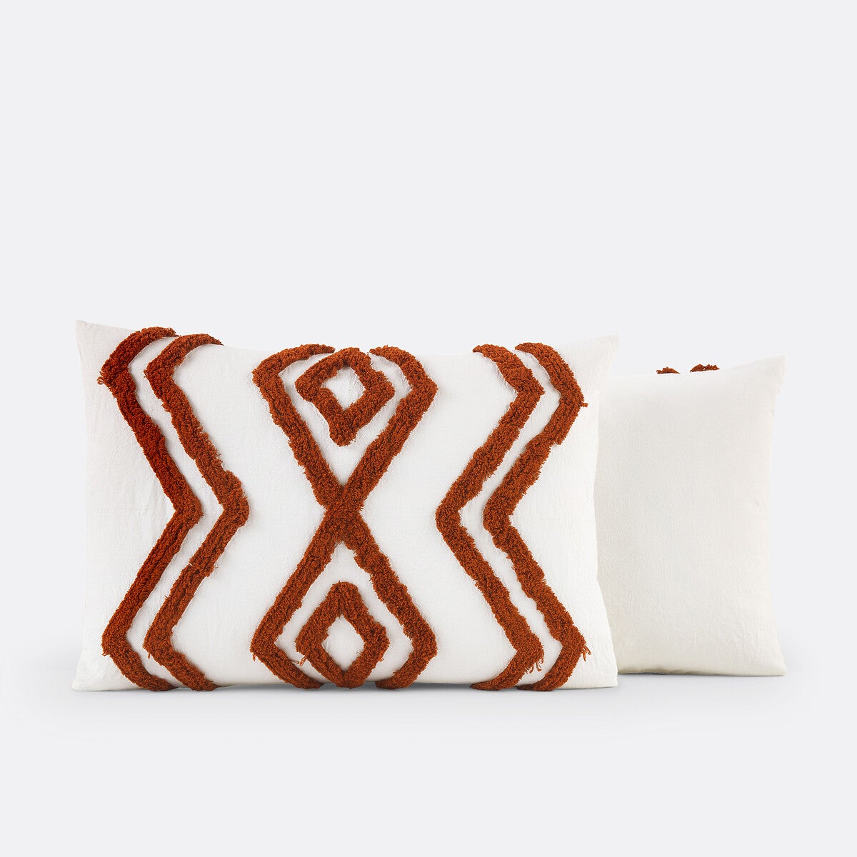 Taie d'oreiller coton, Madiba - Blanc cassé + marron - 63 x 63 cm - 3