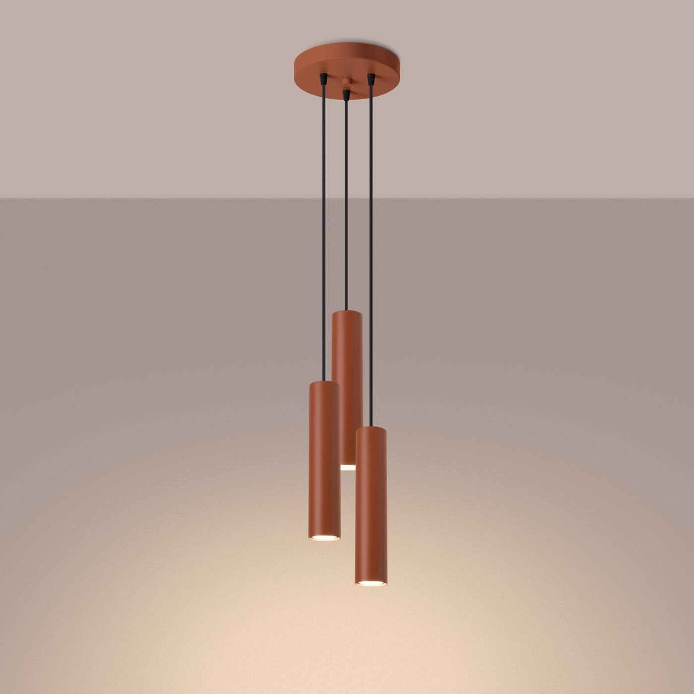 Lampa wisząca TORIS 3P ochra czerwona LED 3000K - 19.5x19.5x108cm Sollux