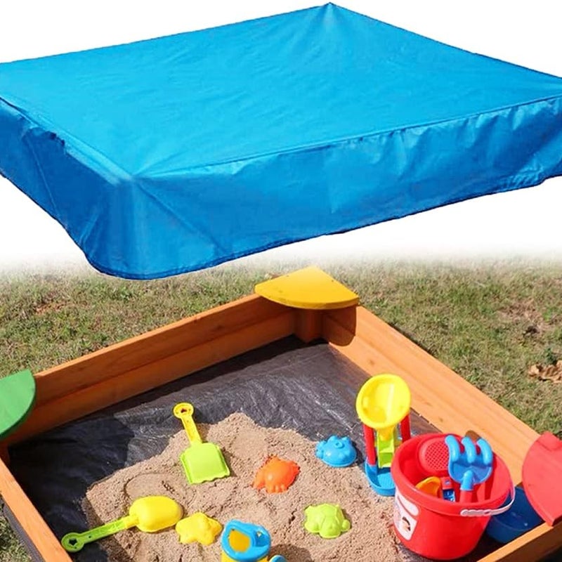 Wodoodporna osłona na piaskownicę ze ściągaczem, kwadratowa elastyczna osłona przeciwkurzowa, niebieska, 120 x 120 cm