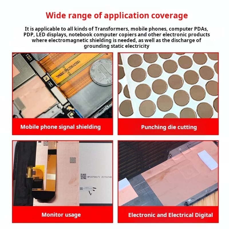 1 cinta adhesiva de cobre 10mm x 25m, un lado, conductor, protección EMI, fácil de usar, cinta de suelo y electrónica, alta conductividad - 7