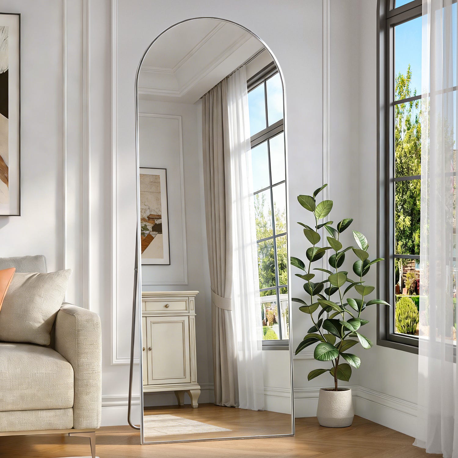 MIRUO Specchio da pavimento a figura intera, grande montaggio a parete, camera da letto, spogliatoio, cornice sottile in lega di alluminio (162,6 x 53,3 cm, argento MIRUO Specchio da pavimento a figura intera, grande montaggio a parete, camera da letto, spogliatoio, cornice sottile in lega di alluminio (162,6 x 53,3 cm, argento