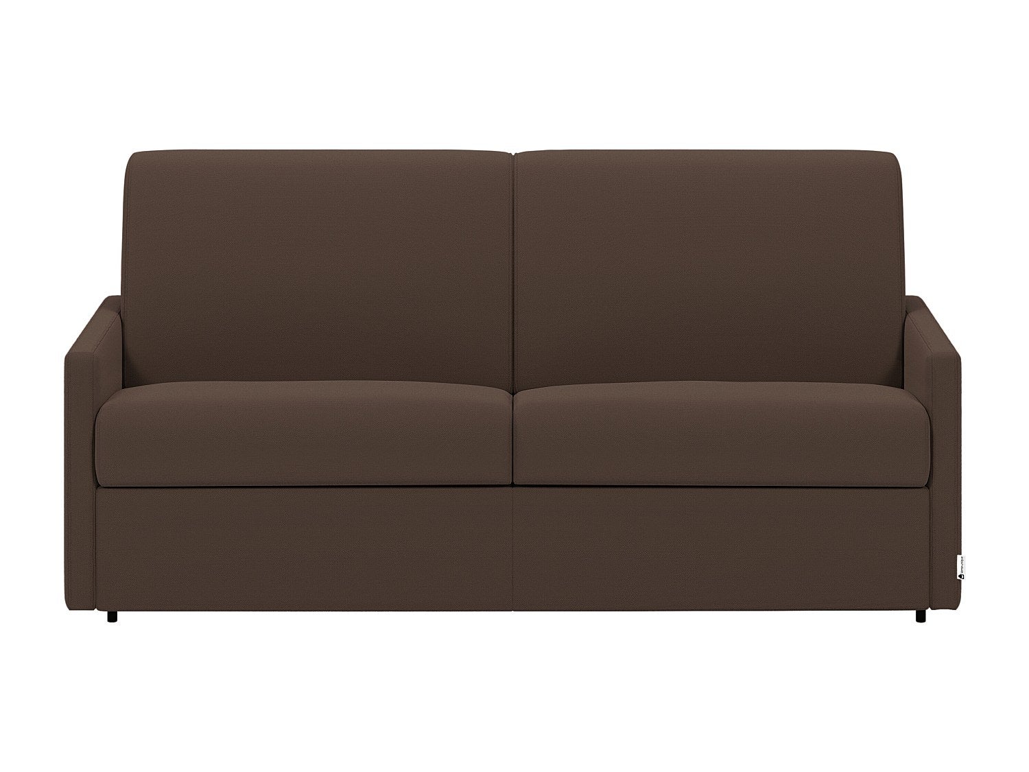 Canapé 3 places convertible express en tissu marron - Couchage à lattes larges 140 cm - Matelas 18 cm CALIFE - 2