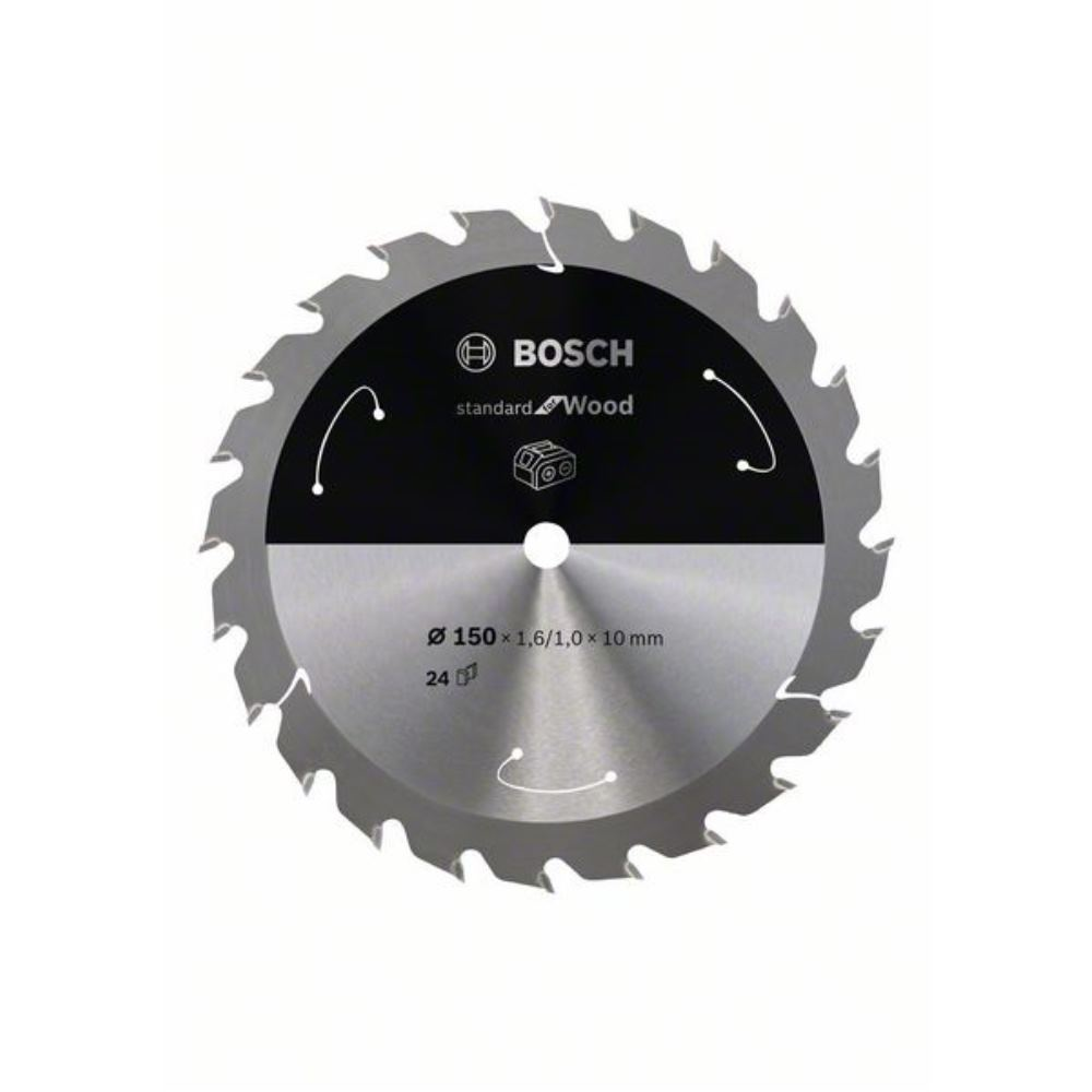 Bosch Accessories Lama Per Sega Circolare Standard For Wood, Legno, 150 x 10 x 1.6 mm, 24 Denti, Accessorio Per Sega Circolare A Batteria