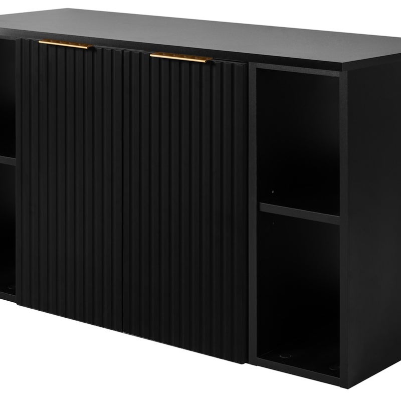 Zestaw łazienkowy FLOW 100 cm czarny z blatem i regałami