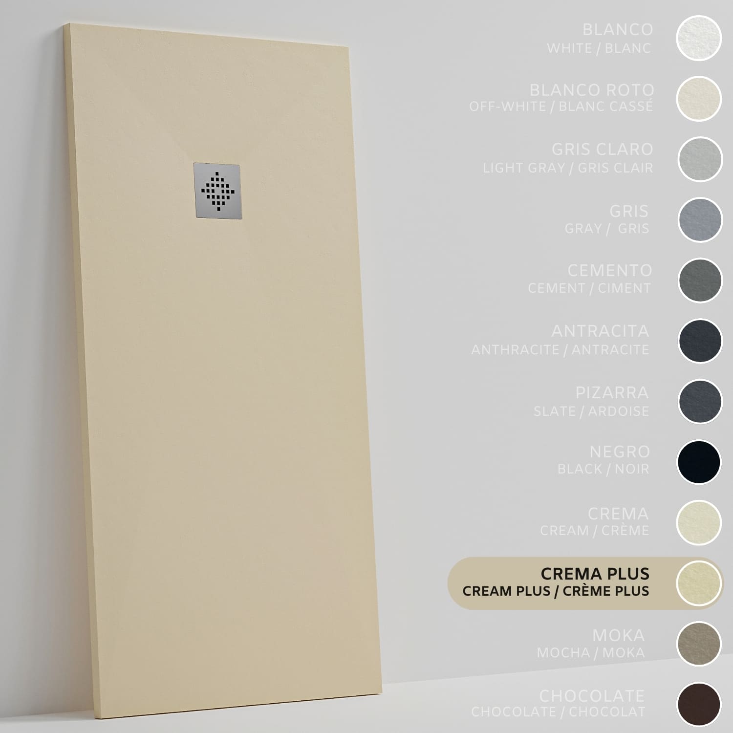 SOULHOME Brodzik prysznicowy– Żywica– Gel Coat– Gładka/Kamienna tekstura – Antypoślizgowy – Kolor intensywnie kremowy – 90X75- Niski 3 cm– Standard