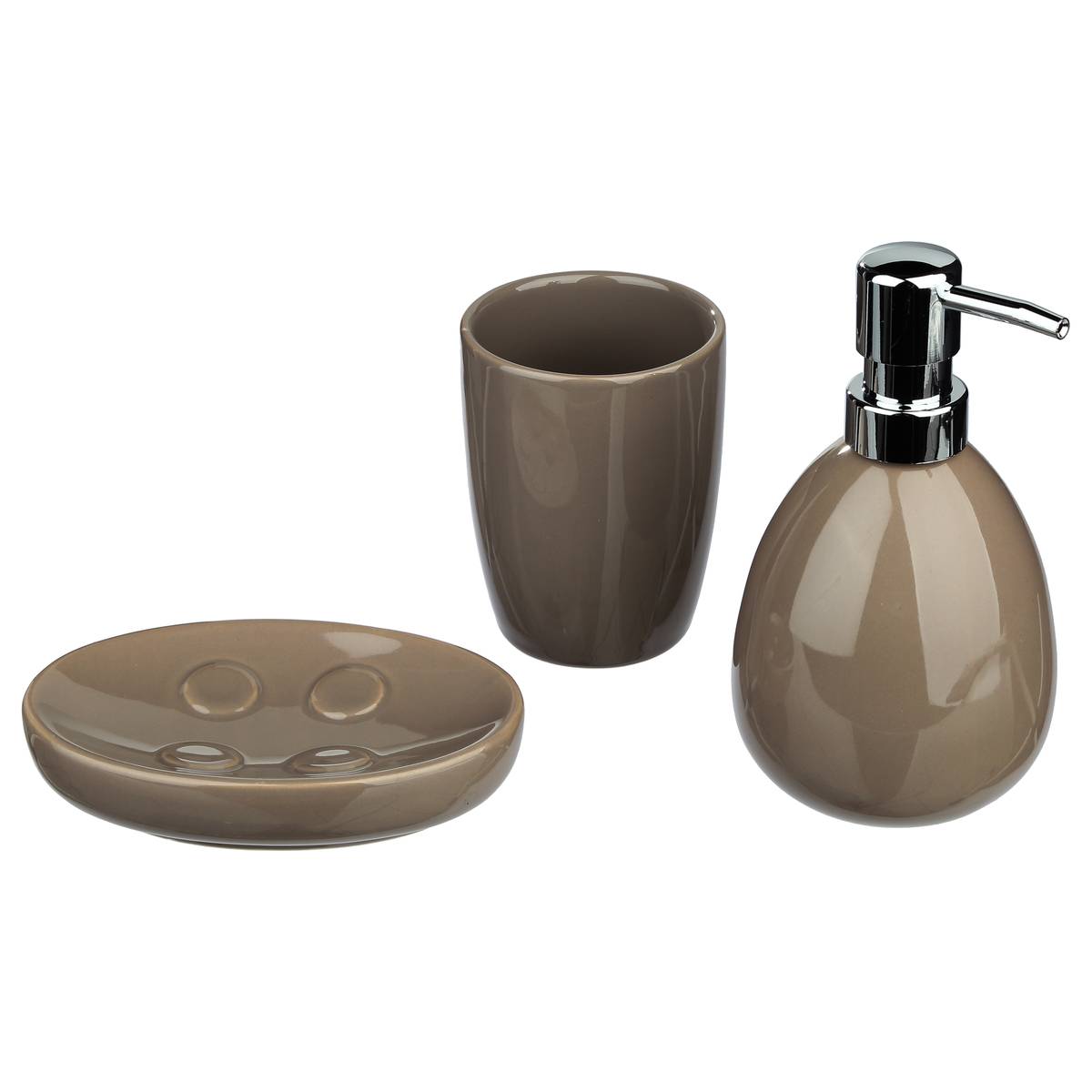 3 Accessori Da Bagno Colorama Neri - Set Porta Sapone, Dispenser E Portaspazzolino - 4