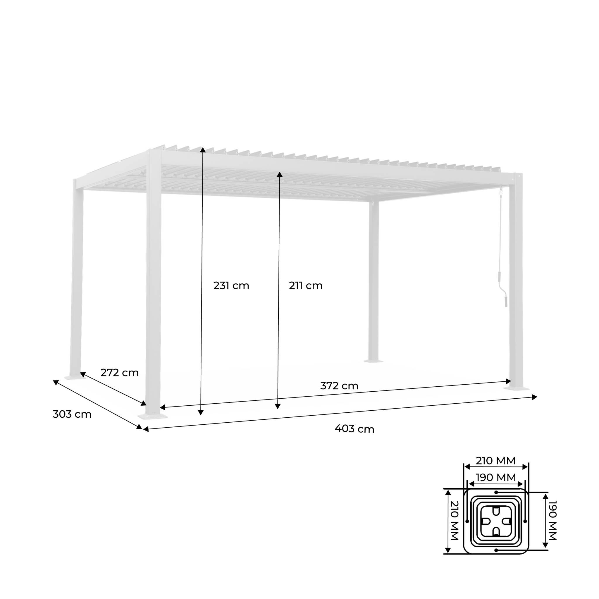 Pergola bioclimatique anthracite. aluminium et acier. 3x4m. lames orientables PALACE 4X3M - 4